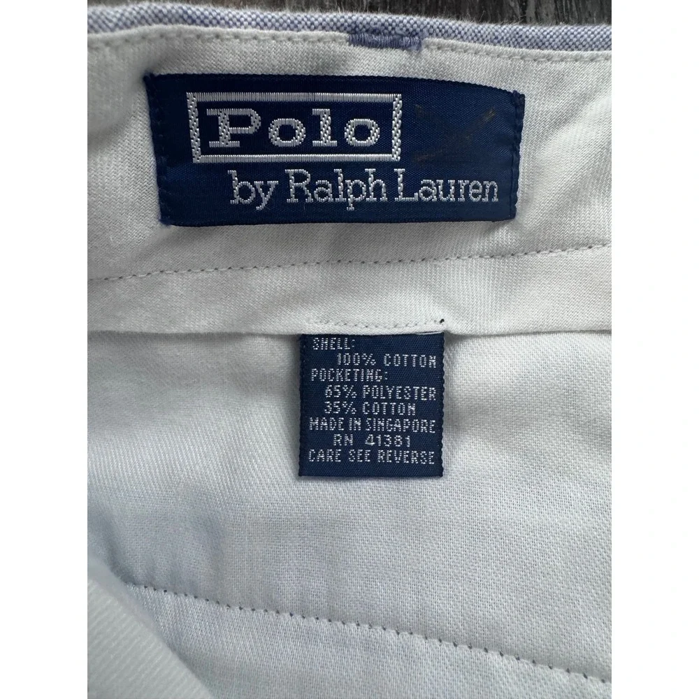 Polo Ralph Lauren Mens 38x30 Light Blue Oxford Pleated Cuffed Cotton Trousers